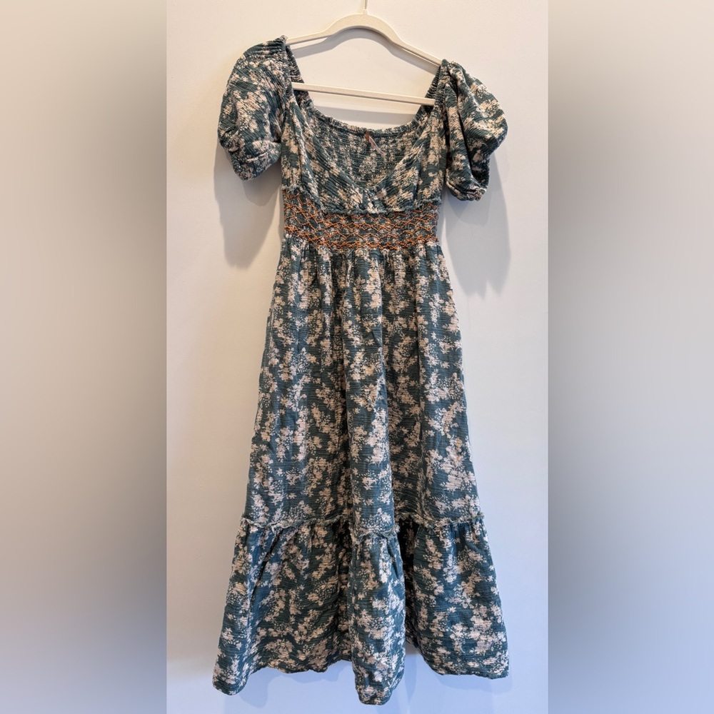 Free People Dress in Blue and Cream Floral